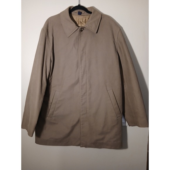 J Crew Tan Classic Barn Coat Full‎ Button Quilted Lined Mens Size Large